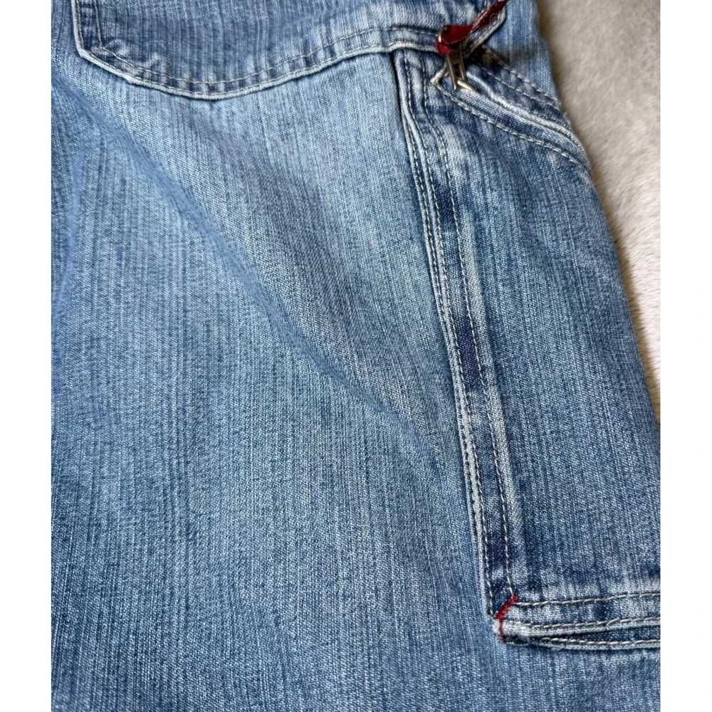 Vintage Old Navy Girls Size 16 Wide Leg Cargo Jeans Blue Denim Y2K Baggy Utility